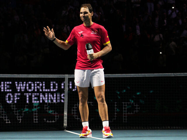 MALAGA, SPAIN - NOVEMBER 19: Rafa Nadal's farewell to professional tennis after being knocked out of the Quarter-Final of the Davis Cup Final at Palacio de Deportes Jose Maria Martin Carpena on November 19, 2024 in Malaga, Spain.