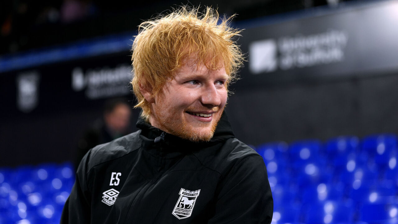 Ipswich Town fan and singer Ed Sheeran following the Premier League match at Portman Road, Ipswich. Picture date: Sunday November 24, 2024.