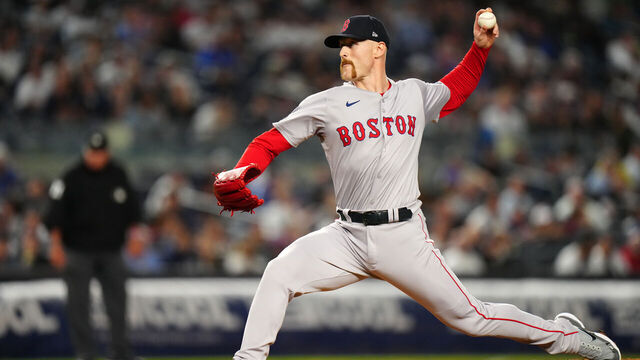 NEW YORK, NY - SEPTEMBER 12: Cam Booser #71 of the Boston Red Sox pitches during the game between the Boston Red Sox and the New York Yankees at Yankee Stadium on Thursday, September 12, 2024 in New York, New York.