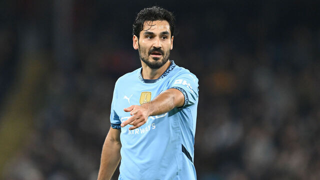 MANCHESTER, ENGLAND - NOVEMBER 26: Ilkay Gundogan of Manchester City in action during the UEFA Champions League 2024/25 League Phase MD5 match between Manchester City and Feyenoord at City of Manchester Stadium on November 26, 2024 in Manchester, England.