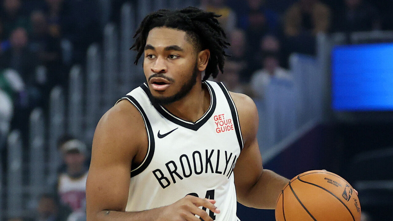 SAN FRANCISCO, CALIFORNIA - NOVEMBER 25: Cam Thomas #24 of the Brooklyn Nets dribbles the ball against the Golden State Warriors at Chase Center on November 25, 2024 in San Francisco, California. NOTE TO USER: User expressly acknowledges and agrees that, by downloading and/or using this photograph, user is consenting to the terms and conditions of the Getty Images License Agreement.