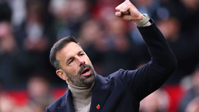 MANCHESTER, ENGLAND - NOVEMBER 10: Ruud van Nistelrooy the interim head coach / manager of Manchester United during the Premier League match between Manchester United FC and Leicester City FC at Old Trafford on November 10, 2024 in Manchester, England.