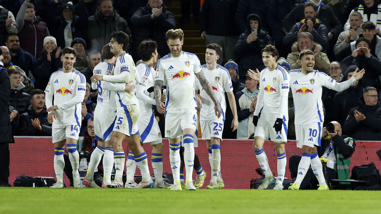Leeds United's Joel Piroe celebrates scoring their side's second goal of the game during the Sky Bet Championship match at Elland Road, Leeds. Picture date: Wednesday November 27, 2024.
