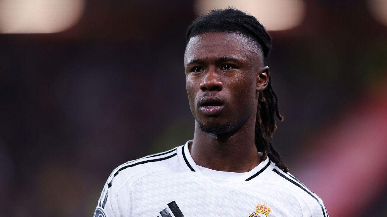 LIVERPOOL, ENGLAND - NOVEMBER 27: Eduardo Camavinga of Real Madrid during the UEFA Champions League 2024/25 League Phase MD5 match between Liverpool FC and Real Madrid C.F. at Anfield on November 27, 2024 in Liverpool, England.