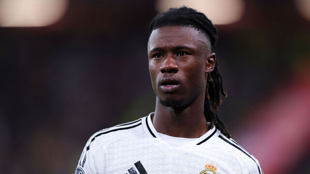 LIVERPOOL, ENGLAND - NOVEMBER 27: Eduardo Camavinga of Real Madrid during the UEFA Champions League 2024/25 League Phase MD5 match between Liverpool FC and Real Madrid C.F. at Anfield on November 27, 2024 in Liverpool, England.