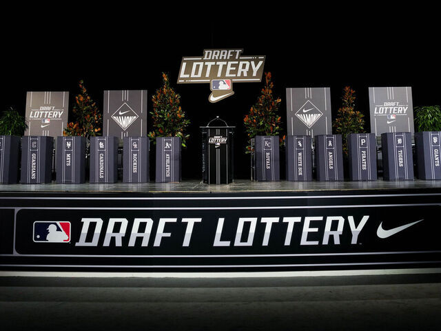NASHVILLE, TN - DECEMBER 05: A general view of the stage during the 2024 MLB Draft Lottery presented by Nike at the 2023 MLB Winter Meetings at Gaylord Opryland Resort & Convention Center on Tuesday, December 5, 2023 in Nashville, Tennessee.