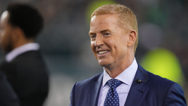 PHILADELPHIA, PA - OCTOBER 16: NBC Jason Garrett looks on during the game between the Dallas Cowboys and the Philadelphia Eagles on October 16, 2022 at Lincoln Financial Field in Philadelphia, PA.