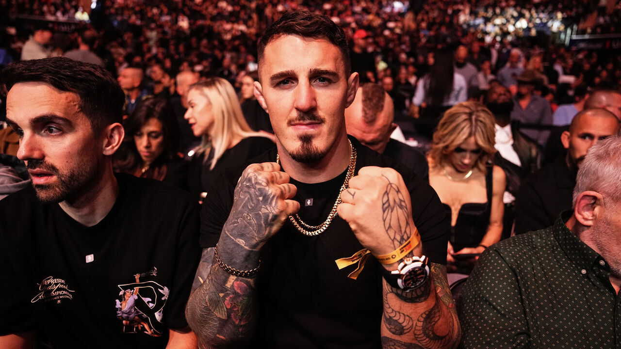 NEW YORK, NEW YORK - NOVEMBER 16: UFC Fighter Tom Aspinall poses for a photo during the UFC 309 event at Madison Square Garden on November 16, 2024 in New York City.
