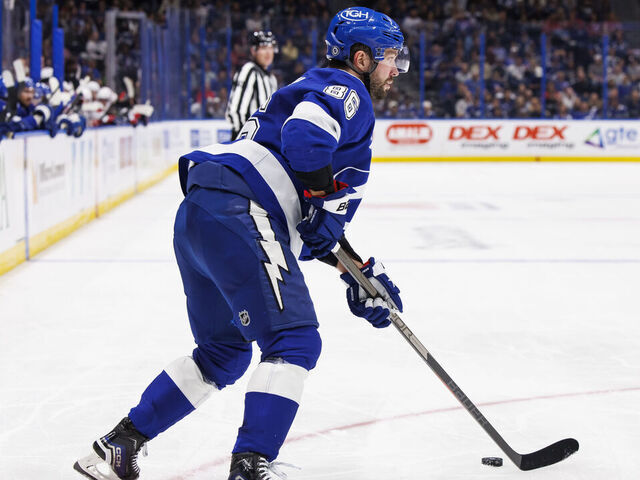 TAMPA, FL - NOVEMBER 27: Nikita Kucherov #86 of the Tampa Bay Lightning skates against the Washington Capitals at Amalie Arena on November 27, 2024 in Tampa, Florida.