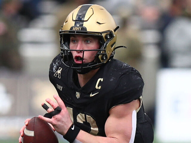 WEST POINT, NEW YORK - NOVEMBER 30: Bryson Daily #13 of the Army Black Knights runs for a short gain during the game against the UTSA Roadrunners at Michie Stadium on November 30, 2024 in West Point, New York.