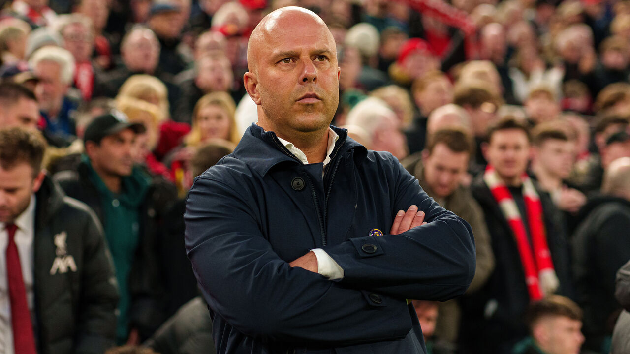Liverpool manager Arne Slot is present during the Premier League match between Liverpool and Manchester City at Anfield in Liverpool, England, on December 1, 2024.