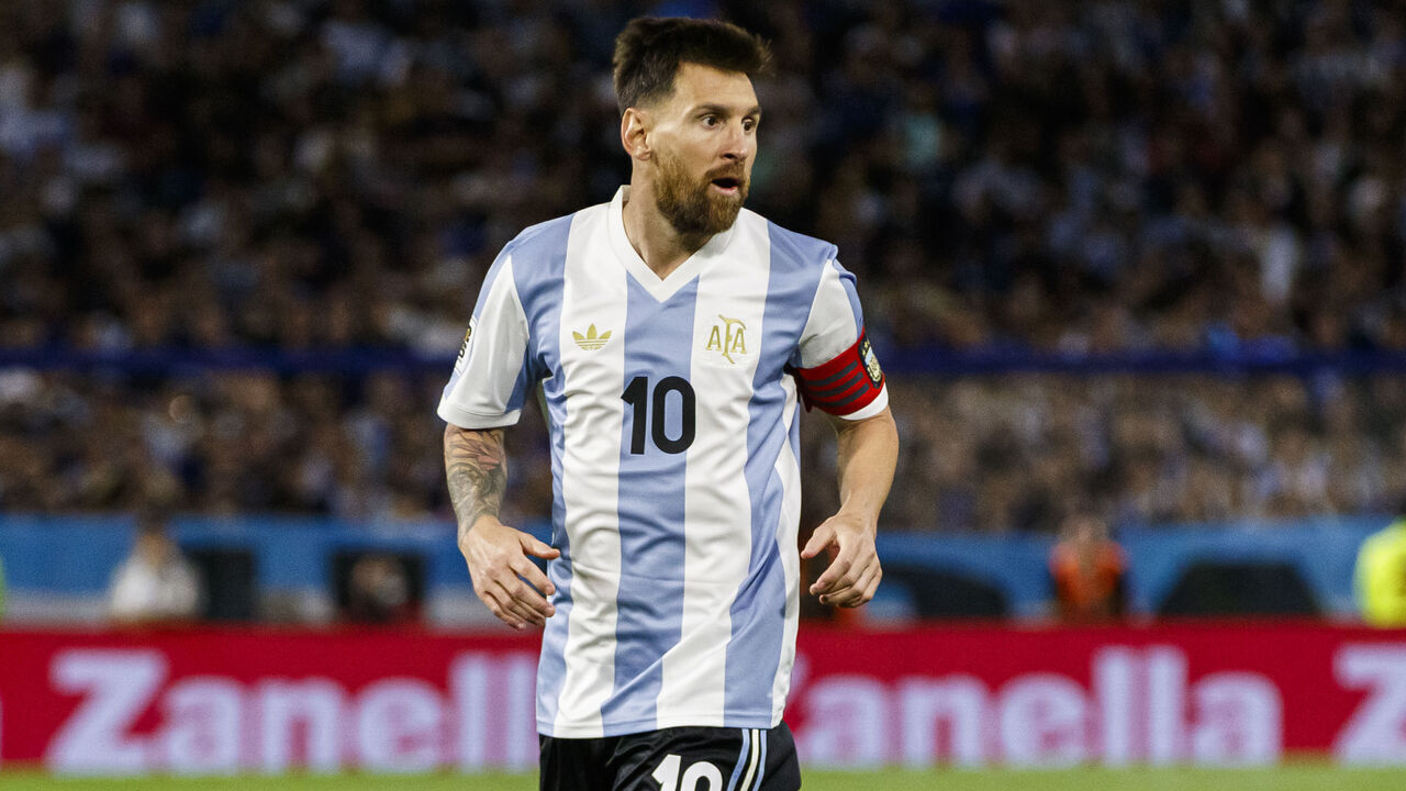 BUENOS AIRES, ARGENTINA - NOVEMBER 19: Lionel Messi of Argentina walks in the field during the FIFA World Cup 2026 South American Qualifier match between Argentina and Peru at Estadio Alberto J. Armando on November 19, 2024 in Buenos Aires, Argentina.