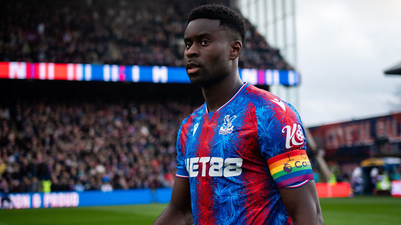 LONDON, ENGLAND - NOVEMBER 30: Marc Guehi of Crystal Palace looks on during the Premier League match between Crystal Palace FC and Newcastle United FC at Selhurst Park on November 30, 2024 in London, United Kingdom.
