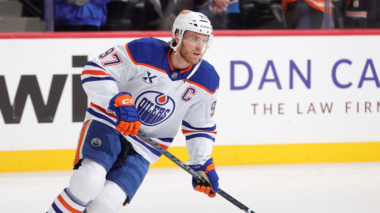 DENVER, COLORADO - NOVEMBER 30: Connor McDavid #97 of the Edmonton Oilers skates prior to the game against the Colorado Avalanche at Ball Arena on November 30, 2024 in Denver, Colorado.