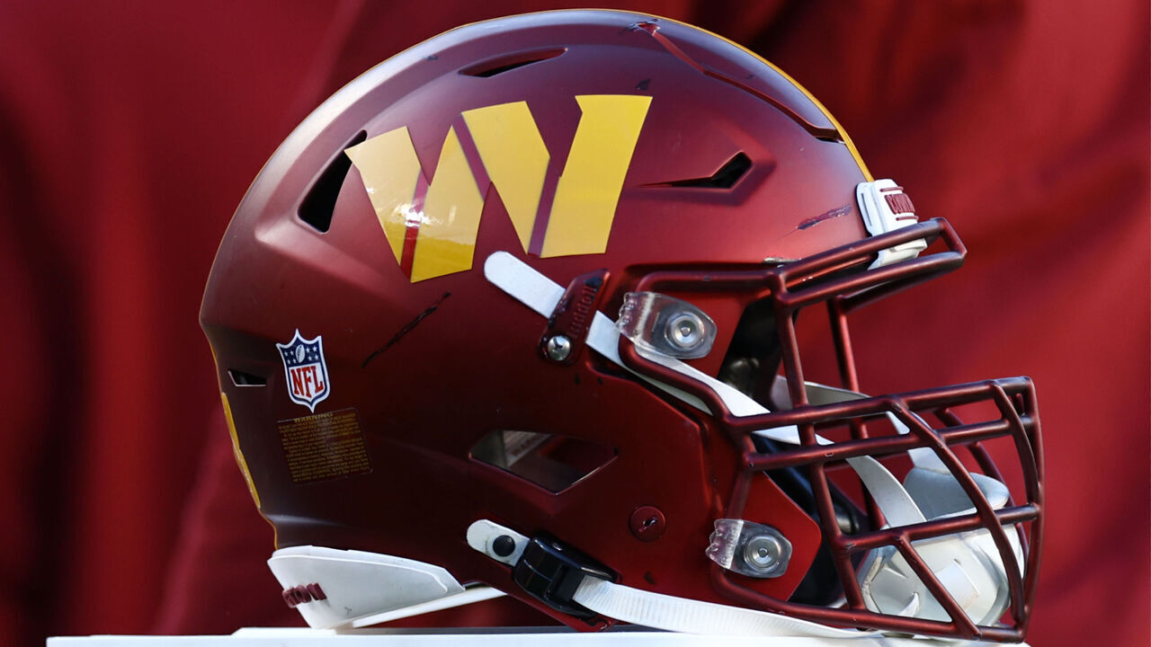 LANDOVER, MARYLAND - NOVEMBER 24: A Washington Commanders helmet is seen against the Dallas Cowboys at Northwest Stadium on November 24, 2024 in Landover, Maryland.
