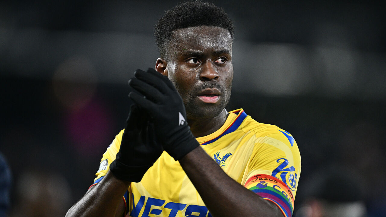 IPSWICH, ENGLAND - DECEMBER 3: Marc Guehi of Crystal Palace celebrates after winning the Premier League match between Ipswich Town FC and Crystal Palace FC at Portman Road on December 3, 2024 in Ipswich, United Kingdom.