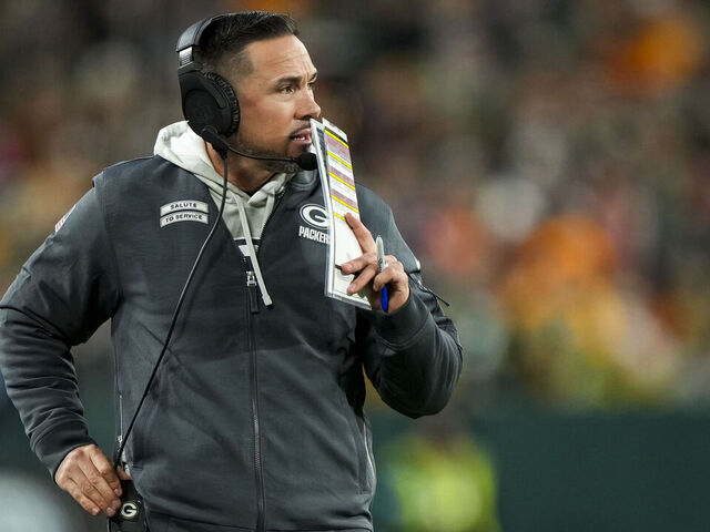 GREEN BAY, WISCONSIN - NOVEMBER 24: Head coach Matt LaFleur of the Green Bay Packers stands on the sidelines during the first half of an NFL football game against the San Francisco 49ers, at Lambeau Field on November 24, 2024 in Green Bay, Wisconsin.