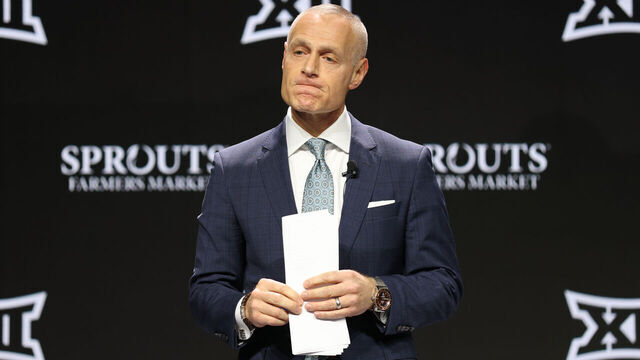 KANSAS CITY, MO - OCTOBER 22: Big 12 commissioner Brett Yormark during Big 12 Basketball Media Days on October 22, 2024 at T-Mobile Center in Kansas City, MO.