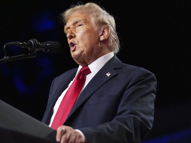 WEST PALM BEACH, FL - NOVEMBER 6: Republican presidential candidate Donald Trump addresses the crowd during an election night party at the Palm Beach County Convention Center in West Palm Beach, Florida on November 6, 2024.