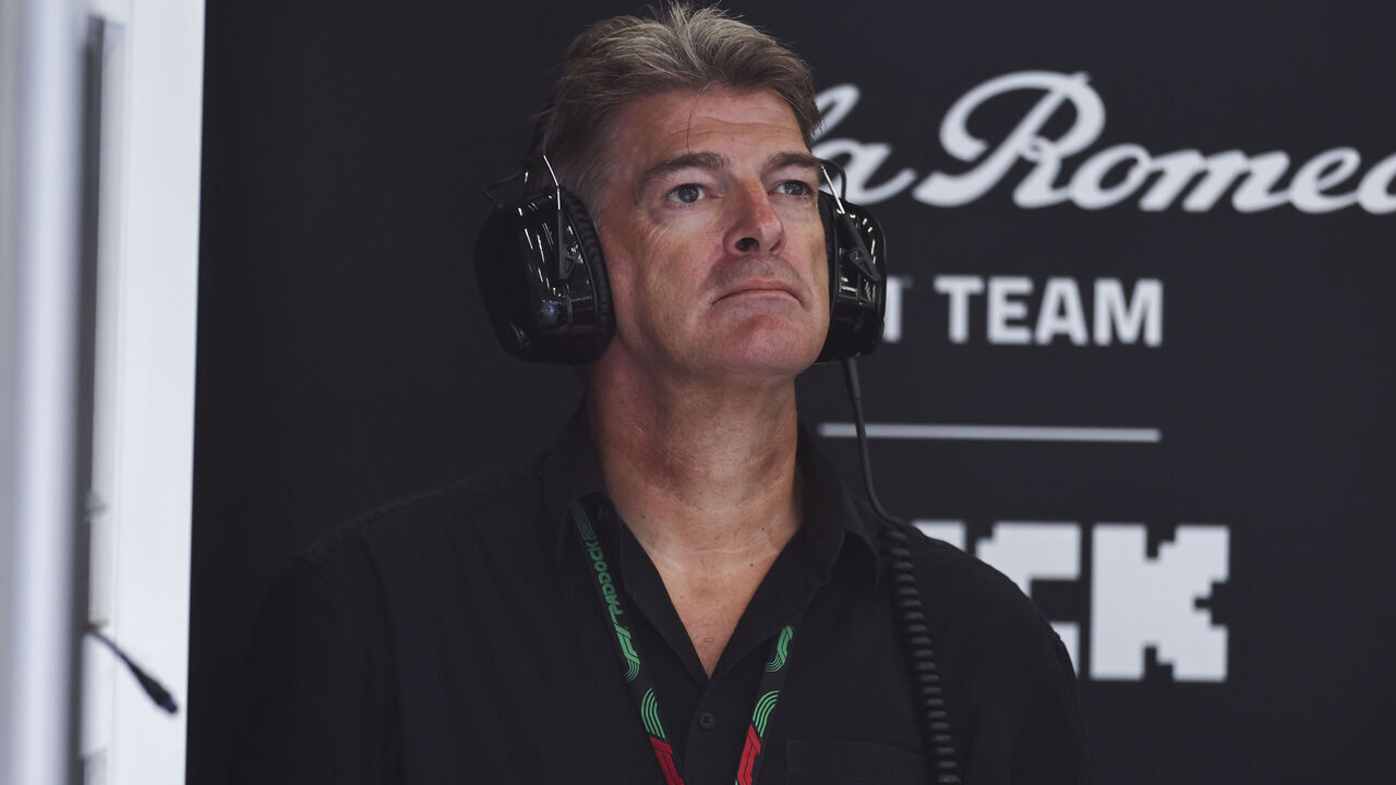 SPA, BELGIUM - JULY 28: Graeme Lowdon in the Alfa Romeo F1 Team Stake garage during practice ahead of the F1 Grand Prix of Belgium at Circuit de Spa-Francorchamps on July 28, 2023 in Spa, Belgium.