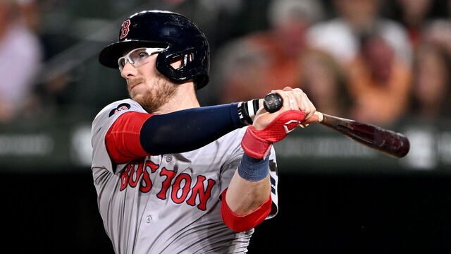 BALTIMORE, MARYLAND - AUGUST 15: Danny Jansen #28 of the Boston Red Sox bats against the Baltimore Orioles at Oriole Park at Camden Yards on August 15, 2024 in Baltimore, Maryland.
