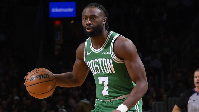 BOSTON, MA - DECEMBER 4: Jaylen Brown #7 of the Boston Celtics dribbles the ball during the game against the Detroit Pistons on December 4, 2024 at TD Garden in Boston, Massachusetts. NOTE TO USER: User expressly acknowledges and agrees that, by downloading and/or using this Photograph, user is consenting to the terms and conditions of the Getty Images License Agreement. Mandatory Copyright Notice: Copyright 2024 NBAE