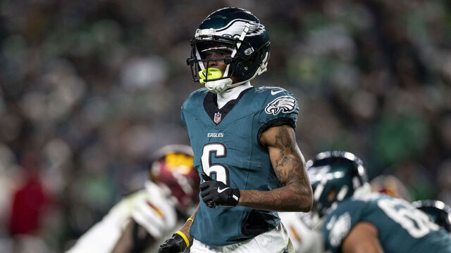 PHILADELPHIA, PENNSYLVANIA - NOVEMBER 14: DeVonta Smith #6 of the Philadelphia Eagles runs during an NFL Football game against the Washington Commanders at Lincoln Financial Field on November 14, 2024 in Philadelphia, Pennsylvania.