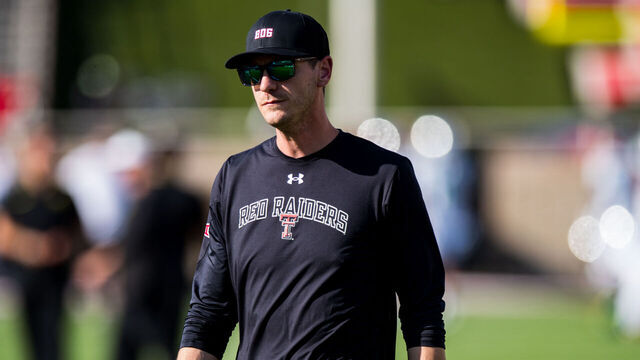 LUBBOCK, TEXAS - SEPTEMBER 09: Zach Kittley of the Texas Tech Red Raiders walks across the field before the game against the Oregon Ducks at Jones AT&T Stadium on September 09, 2023 in Lubbock, Texas.