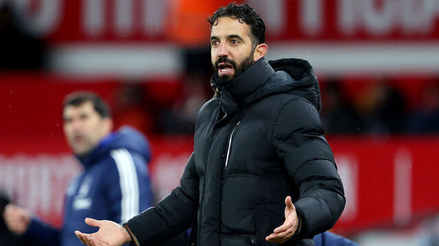 MANCHESTER, ENGLAND - DECEMBER 07: Ruben Amorim, Head Coach of Manchester United, reacts during the Premier League match between Manchester United FC and Nottingham Forest FC at Old Trafford on December 07, 2024 in Manchester, England.