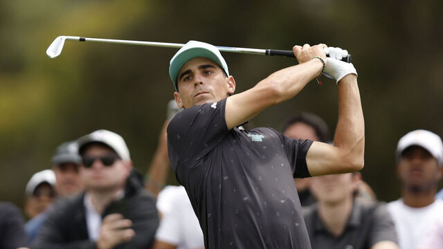 MELBOURNE, AUSTRALIA - DECEMBER 01: Joaquin Niemann of Chile tees off on the eighth hole on day four of the ISPS Handa Australian Open 2024 at Kingston Heath Golf Club on December 01, 2024 in Melbourne, Australia.