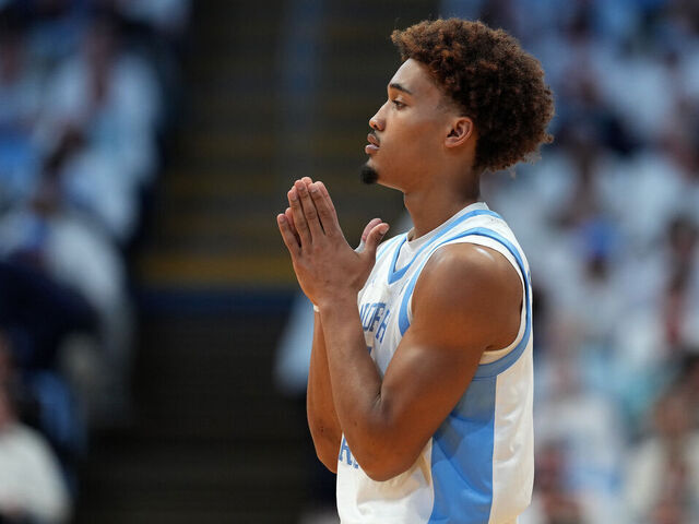 CHAPEL HILL, NORTH CAROLINA - DECEMBER 04: Seth Trimble #7 of the North Carolina Tar Heels looks on during the second half of the game against the Alabama Crimson Tide at the Dean E. Smith Center on December 04, 2024 in Chapel Hill, North Carolina.