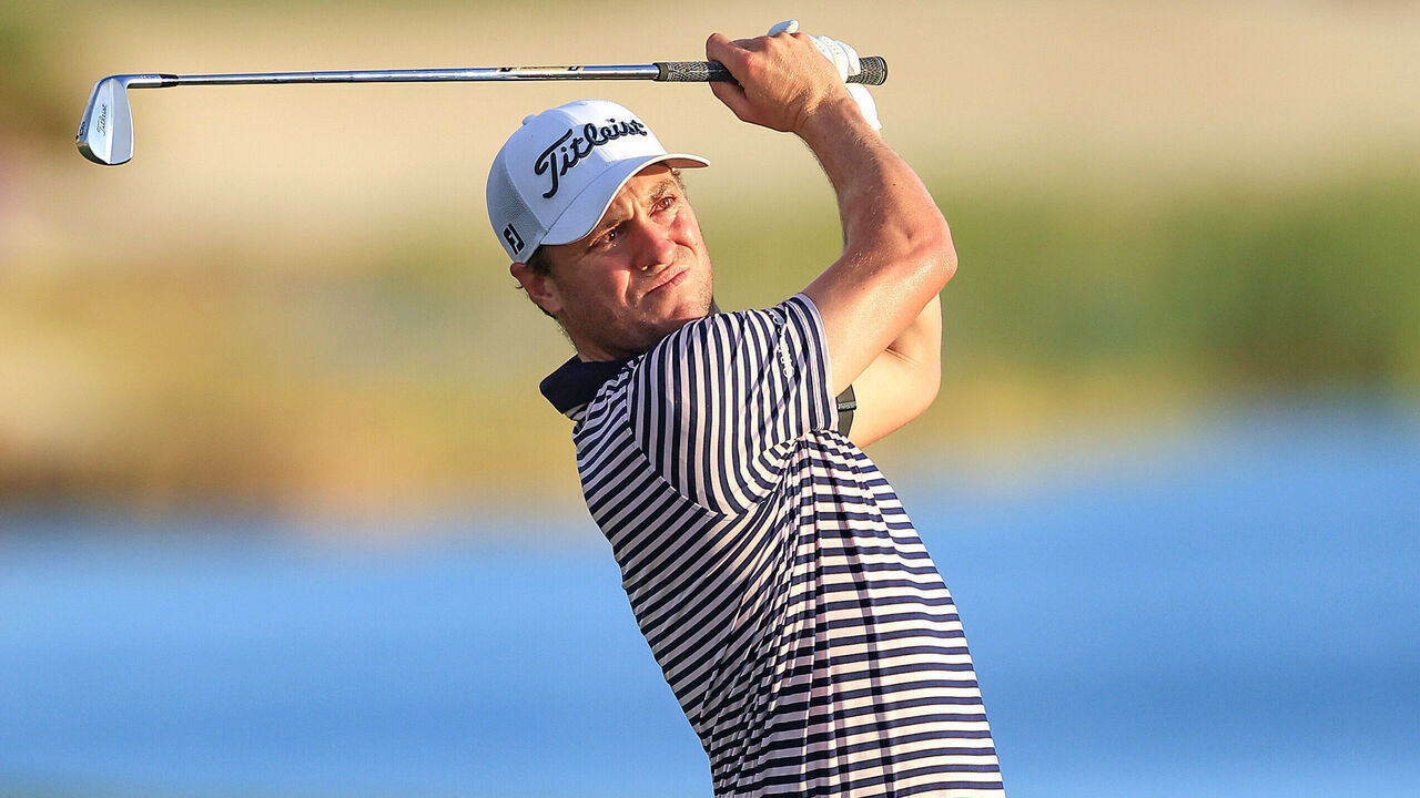 NASSAU, BAHAMAS - DECEMBER 07: Justin Thomas of The United States plays his second shot on the 18th hole during the third round of the Hero World Challenge 2024 at Albany Golf Course on December 07, 2024 in Nassau, Bahamas.