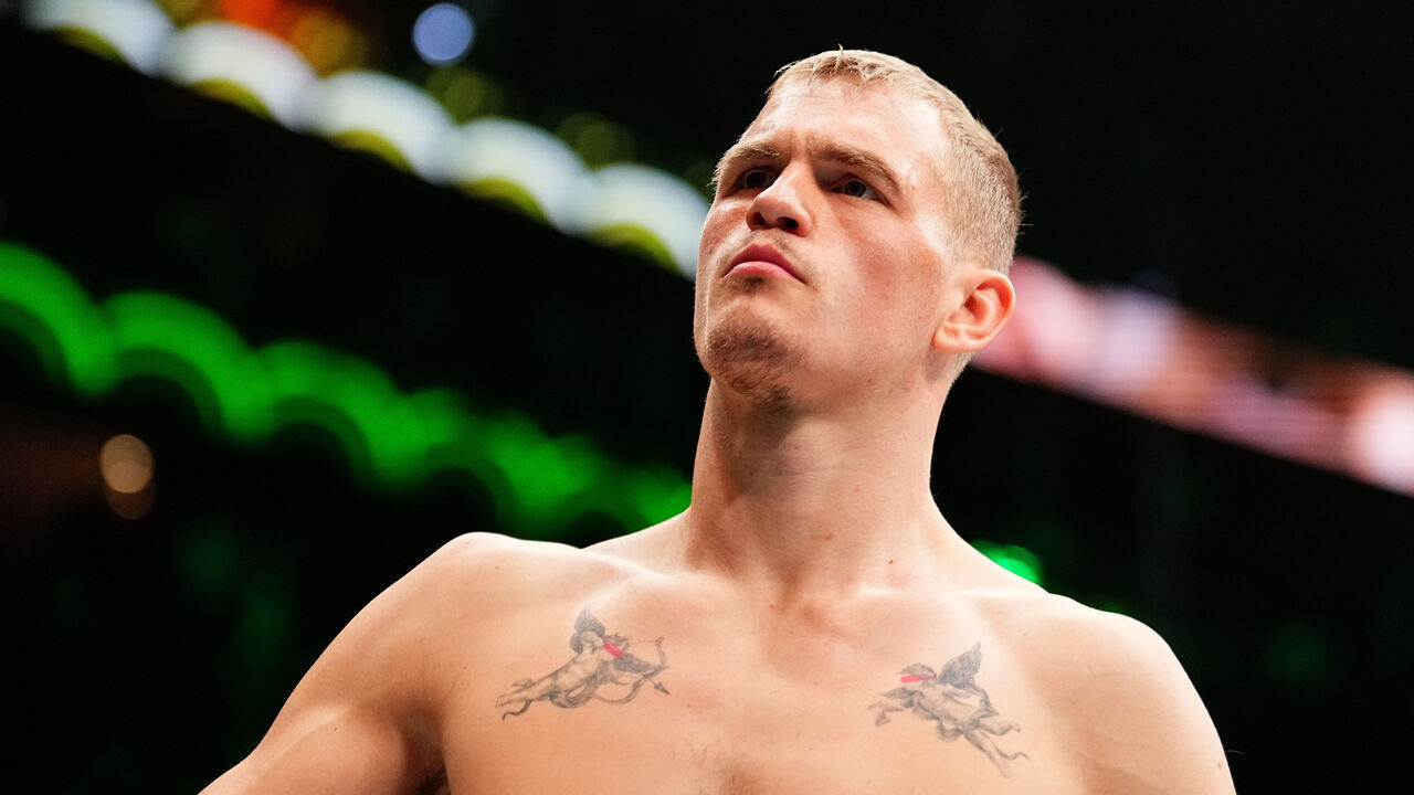 LAS VEGAS, NEVADA - DECEMBER 07: Ian Machado Garry of Ireland enters the Octagon in a welterweight bout during the UFC 310 event at T-Mobile Arena on December 07, 2024 in Las Vegas, Nevada.