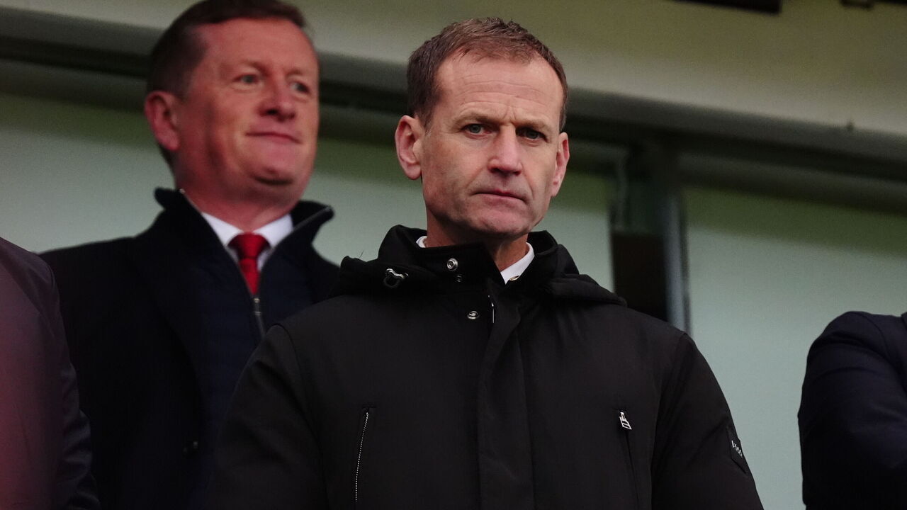 Manchester United sporting director Dan Ashworth and Technical director Jason Wilcox during the Premier League match at Villa Park, Birmingham. Picture date: Sunday October 6, 2024.