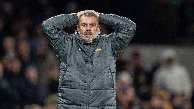 LONDON, ENGLAND - DECEMBER 8: Manager Ange Postecoglou of Tottenham Hotspur FC reacts during the Premier League match between Tottenham Hotspur FC and Chelsea FC at Tottenham Hotspur Stadium on December 8, 2024 in London, England.