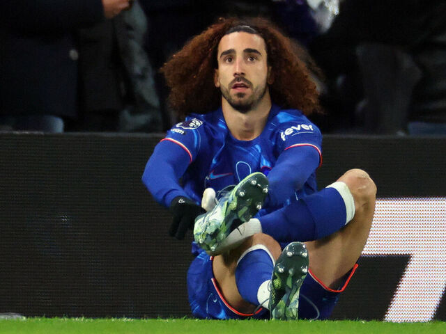 LONDON, ENGLAND - DECEMBER 8: Marc Cucurella of Chelsea chases his boots after 13 minutes during the Premier League match between Tottenham Hotspur FC and Chelsea FC at Tottenham Hotspur Stadium on December 8, 2024 in London, England.