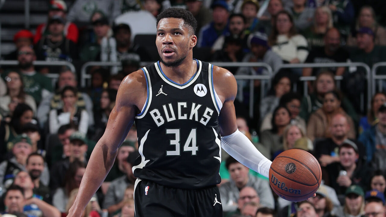 MILWAUKEE, WI - DECEMBER 10: Giannis Antetokounmpo #34 of the Milwaukee Bucks handles the ball during the game against the Orlando Magic during the Emirates NBA Cup Quarterfinals on December 10, 2024 at Fiserv Forum Center in Milwaukee, Wisconsin. Mandatory Copyright Notice: Copyright 2024 NBAE .