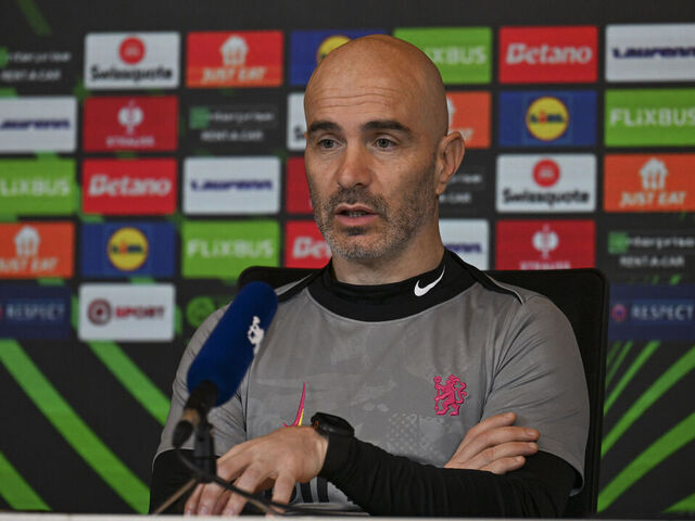 COBHAM, ENGLAND - DECEMBER 11: Head Coach Enzo Maresca of Chelsea during the UEFA Conference League 2024/25 League Phase MD5 press conference at the Cobham Training Ground on December 11, 2024 in Cobham, England.