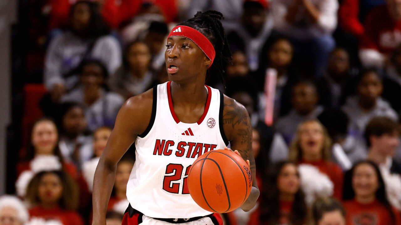 RALEIGH, NORTH CAROLINA - DECEMBER 5: Saniya Rivers #22 of the NC State Wolfpack dribbles up court against the Ole Miss Rebels at Reynolds Coliseum on December 5, 2024 in Raleigh, North Carolina.