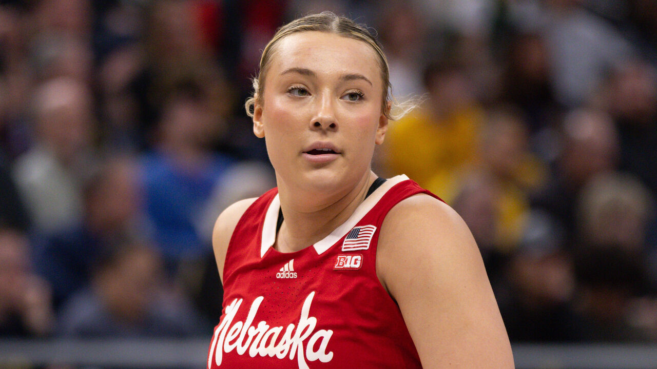 MINNEAPOLIS, MN - MARCH 10: Nebraska Cornhuskers center Alexis Markowski (40) looks on during the second half of a Big Ten Women's Basketball Tournament championship game between the Iowa Hawkeyes and Nebraska Cornhuskers on March 10, 2024, at the the Target Center in Minneapolis, MN.