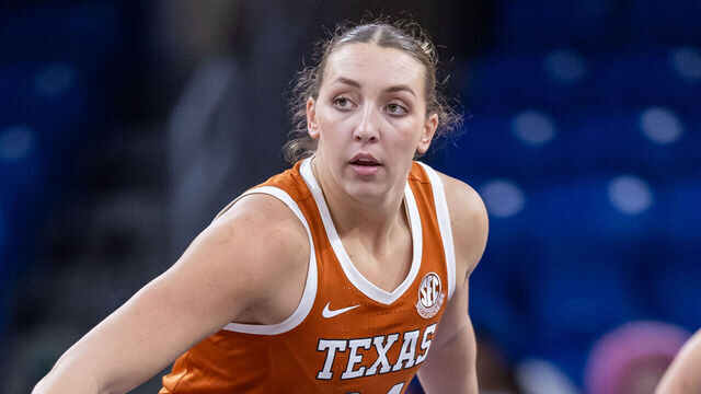 CHICAGO, ILLINOIS - NOVEMBER 17: Taylor Jones #44 of the Texas Longhorns is seen during the game against the DePaul Blue Demons at Wintrust Arena on November 17, 2024 in Chicago, Illinois.