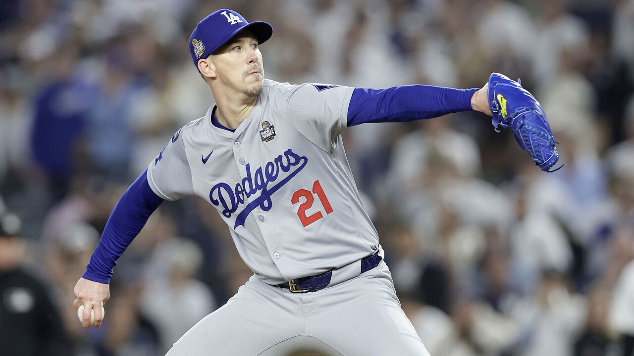 NEW YORK, NEW YORK - OCTOBER 30: (NEW YORK DAILIES OUT) Walker Buehler #21 of the Los Angeles Dodgers in action against the New York Yankees during Game Five of the 2024 World Series at Yankee Stadium on October 30, 2024 in New York City. The Dodgers defeated the Yankees 7-6.