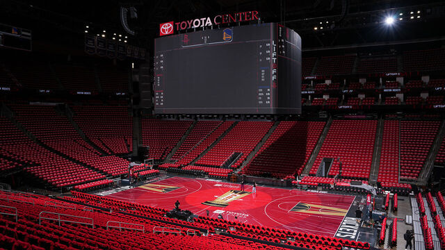 HOUSTON, TX - DECEMBER 11: An overall view of the arena before the game between the Golden State Warriors and the Houston Rockets during the Emirates NBA Cup Quarterfinals on December 11, 2024 at the Toyota Center in Houston, Texas. Mandatory Copyright Notice: Copyright 2024 NBAE