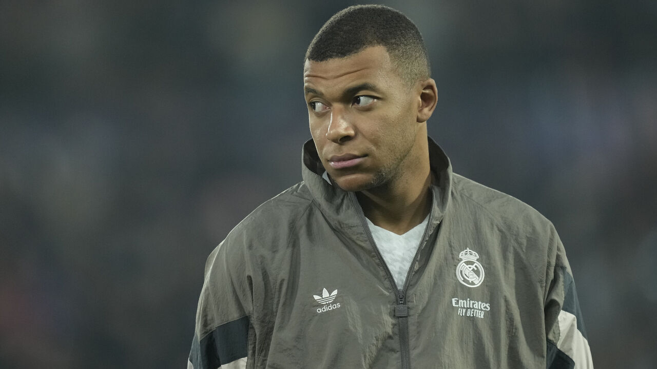 Kylian Mbappe centre-forward of Real Madrid and France during the UEFA Champions League 2024/25 League Phase MD6 match between Atalanta BC and Real Madrid C.F. at Stadio di Bergamo on December 10, 2024 in Bergamo, Italy.