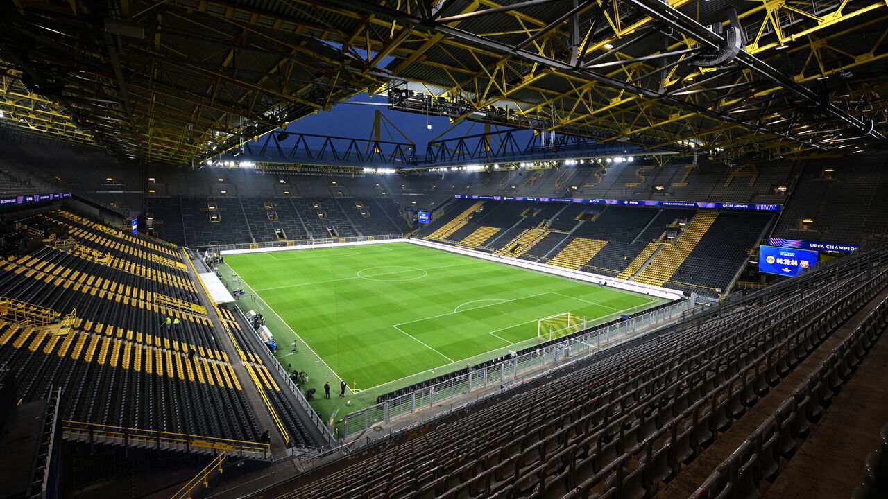 DORTMUND, GERMANY - DECEMBER 11: A general view of the arena prior to the UEFA Champions League 2024/25 League Phase MD6 match between Borussia Dortmund and FC Barcelona at BVB Stadion Dortmund on December 11, 2024 in Dortmund, Germany.