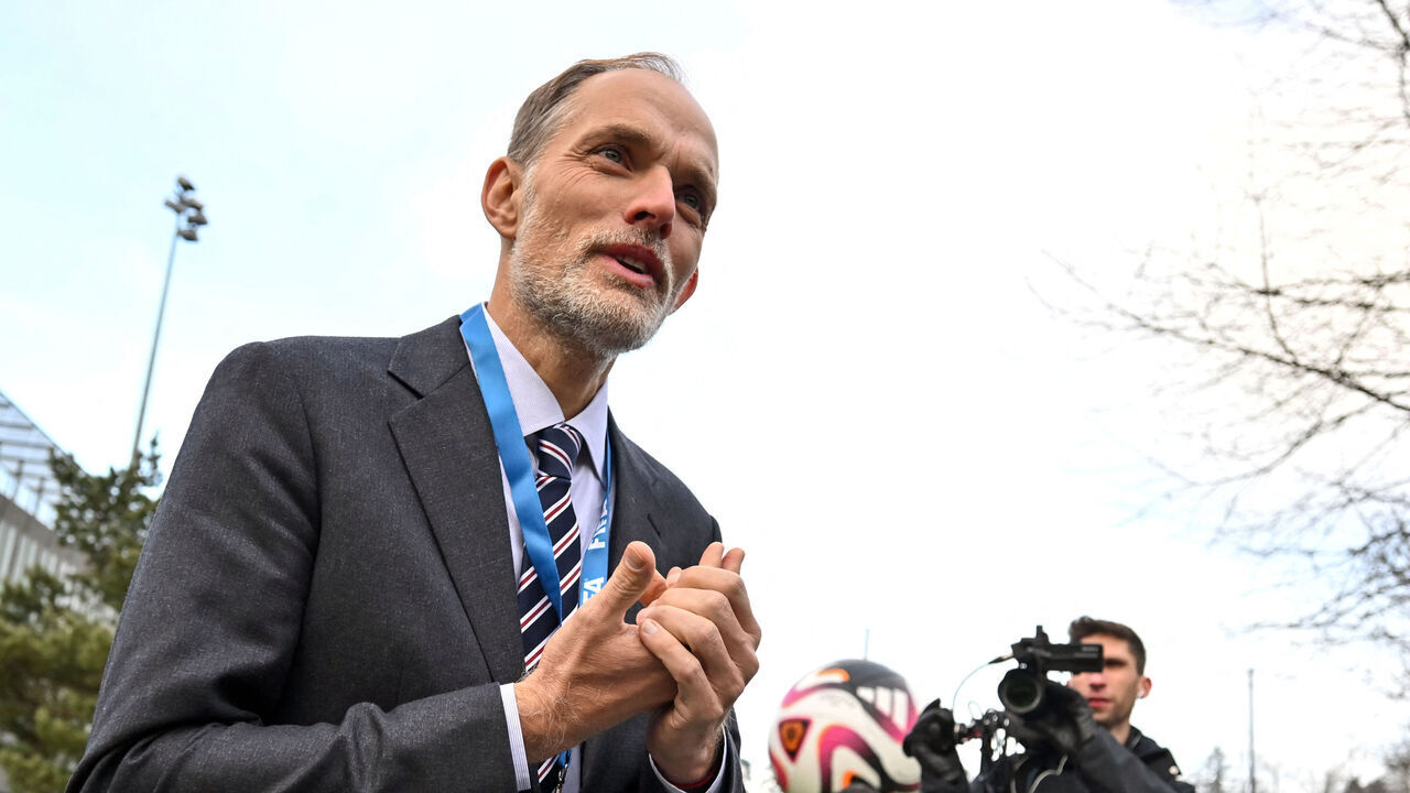 England's German head coach Thomas Tuchel answers journalists' questions after the draw for the 2026 Fifa World Cup European qualifiers at the FIFA headquarters in Zurich, on December 13, 2024.