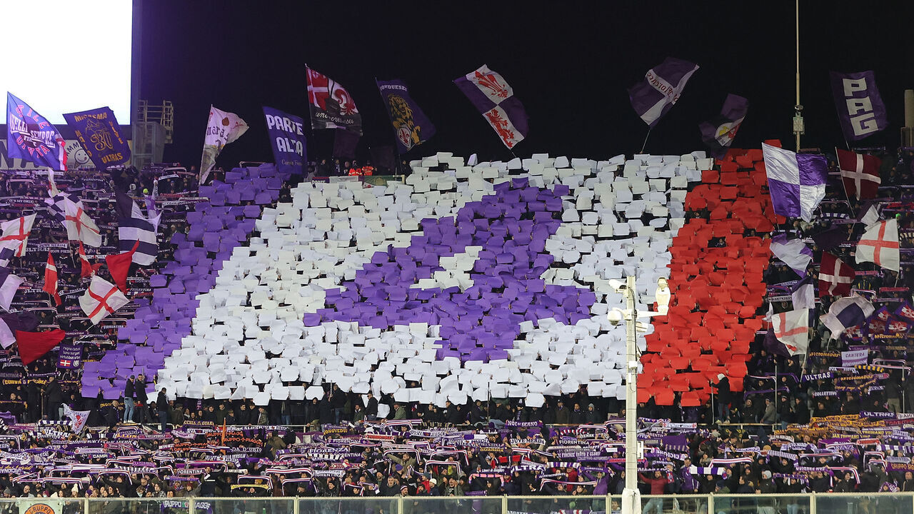 FLORENCE, ITALY - DECEMBER 4: Fans of ACF Fiorentina for Edoardo Bove during the Coppa Italia match between ACF Fiorentina and Empoli FC at Artemio Franchi on December 4, 2024 in Florence, Italy.