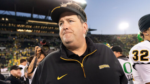 EUGENE, OREGON - AUGUST 31: Head Coach Jason Eck of the Idaho Vandals walks off the field at the end of the game against the Oregon Ducks at Autzen Stadium on August 31, 2024 in Eugene, Oregon.