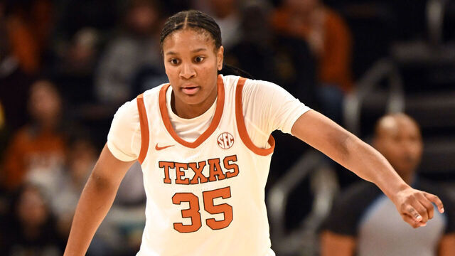AUSTIN, TX - DECEMBER 11: Texas Longhorns guard Madison Booker (35) drops back in defense during game featuring the Southern University Jaguars and Texas Longhorns on December 11, 2024, at the Moody Center in Austin, TX.