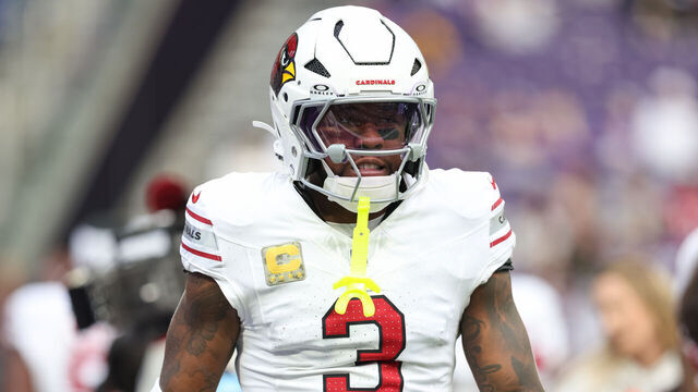 MINNEAPOLIS, MN - DECEMBER 01: Arizona Cardinals safety Budda Baker (3) looks on before the NFL game between the Arizona Cardinals and the Minnesota Vikings on December 1st, 2024, at U.S. Bank Stadium in Minneapolis, MN.